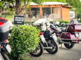 Motorcycles parked outside a pub